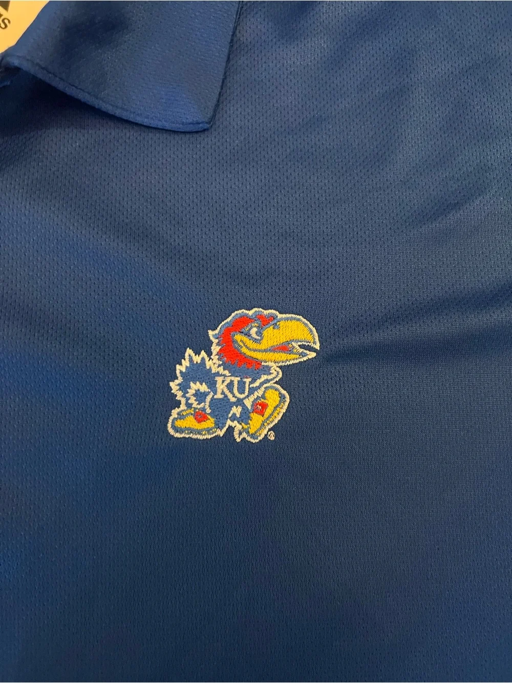 Kansas Jayhawks Adidas AeroReady Grind Polo Size XL Color Blue NWT‎